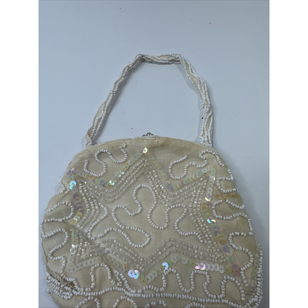 Rare Vintage Walborg White Beaded Evening Purse. Made in Belgium